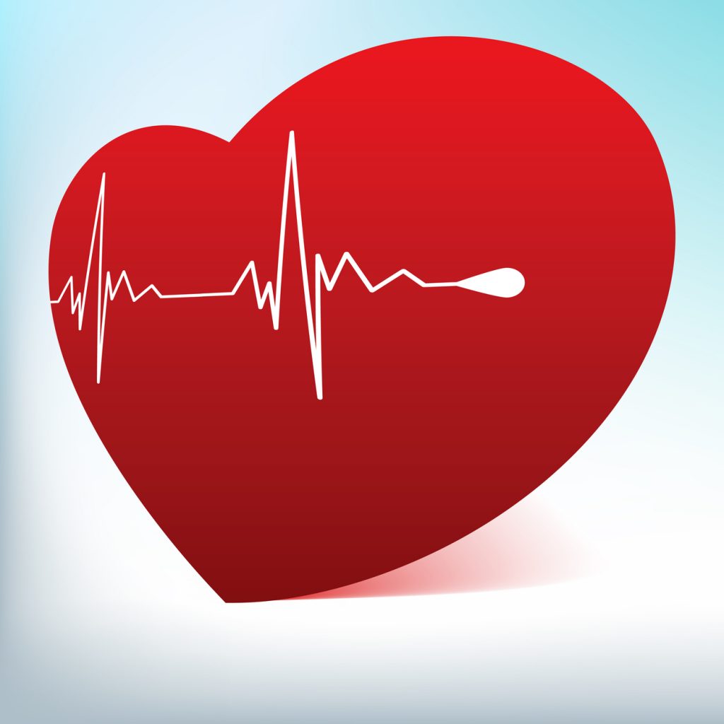 An EKG line inside a heart, representing website analytics.